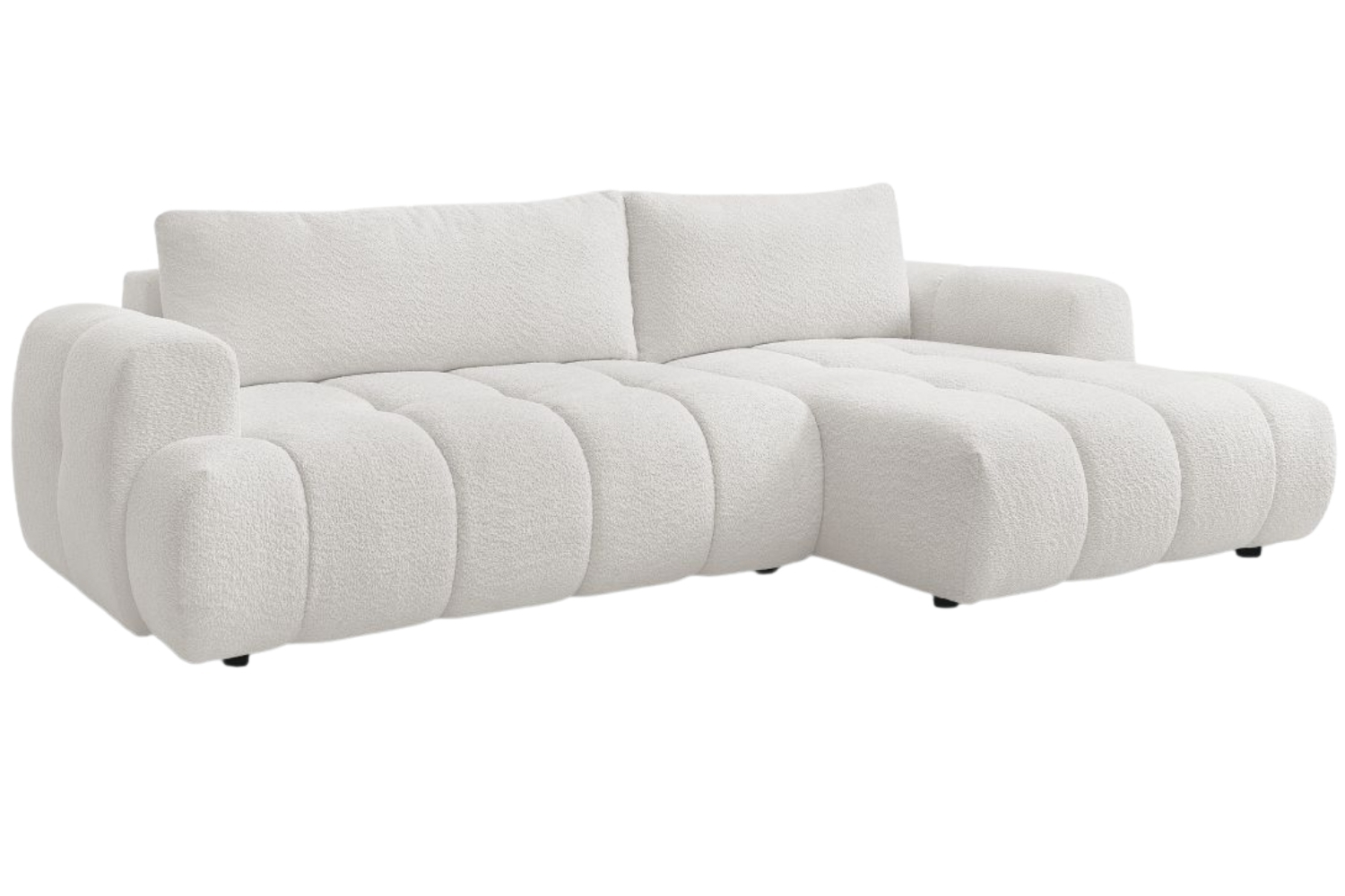 Bobochic Paris Bílá bouclé rozkládací pohovka Fuji 292 cm, pravá