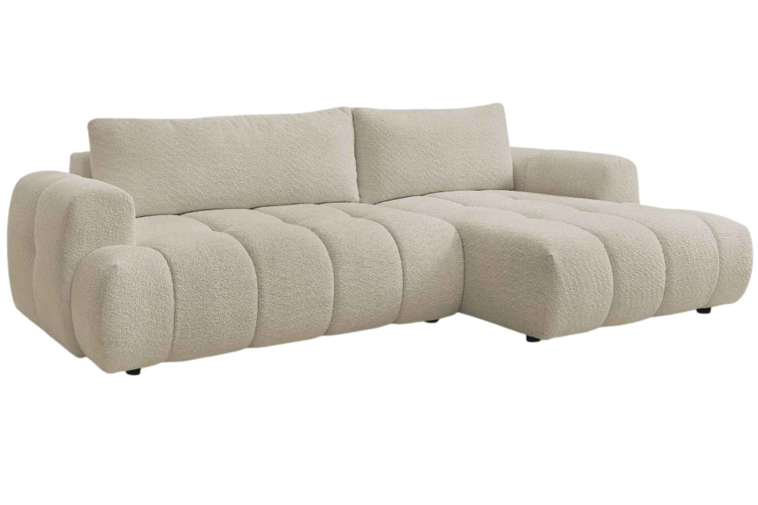 Bobochic Paris Béžová bouclé rozkládací pohovka Fuji 292 cm, pravá