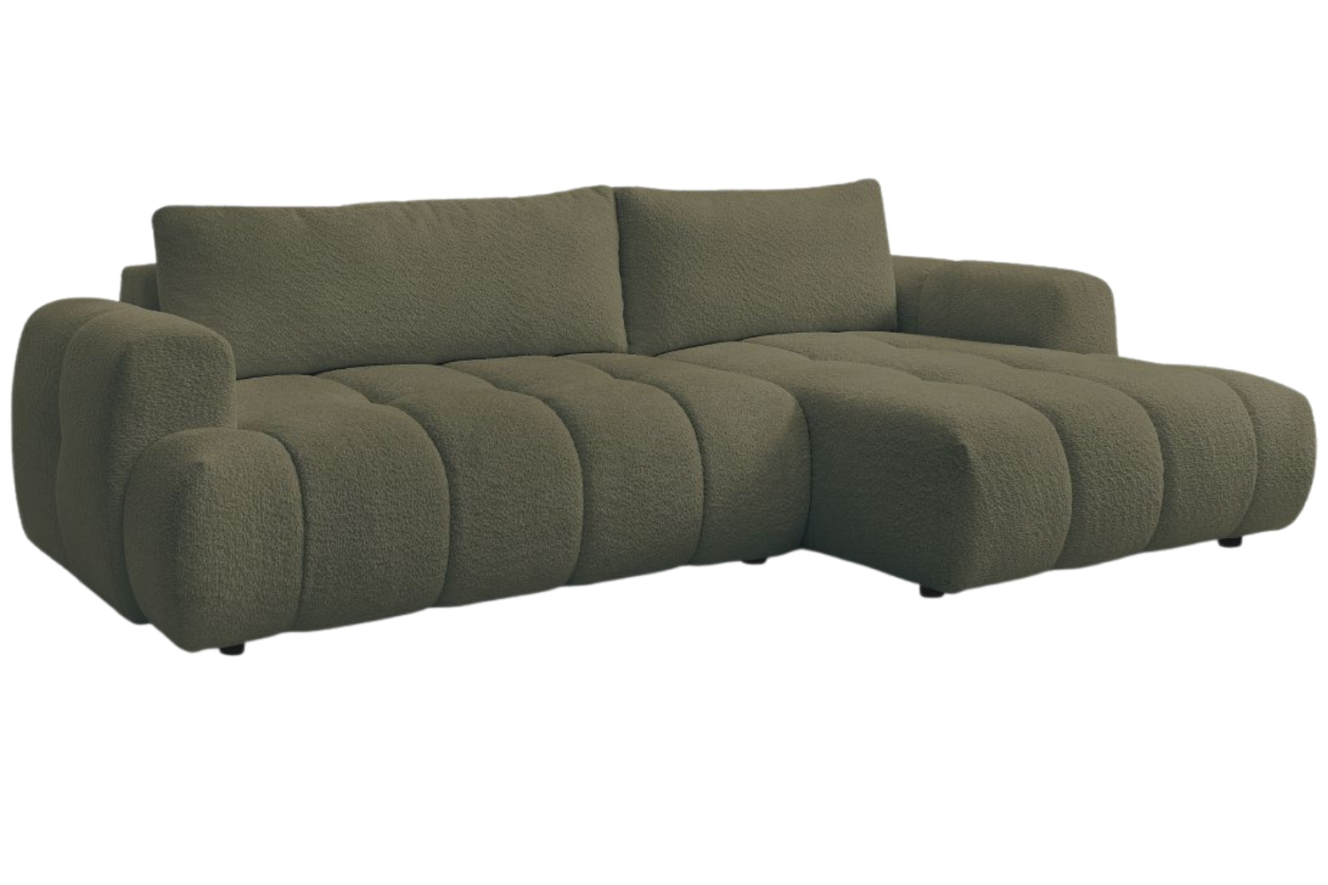 Bobochic Paris Zelená bouclé rozkládací pohovka Fuji 292 cm, pravá