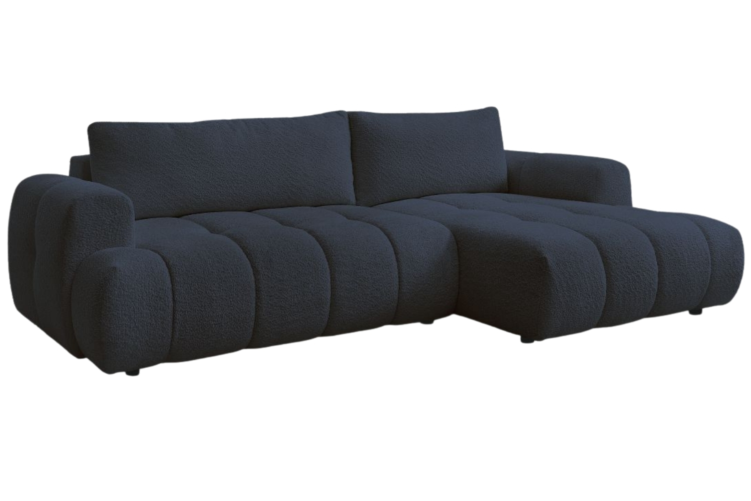 Bobochic Paris Tmavě modrá bouclé rozkládací pohovka Fuji 292 cm, pravá