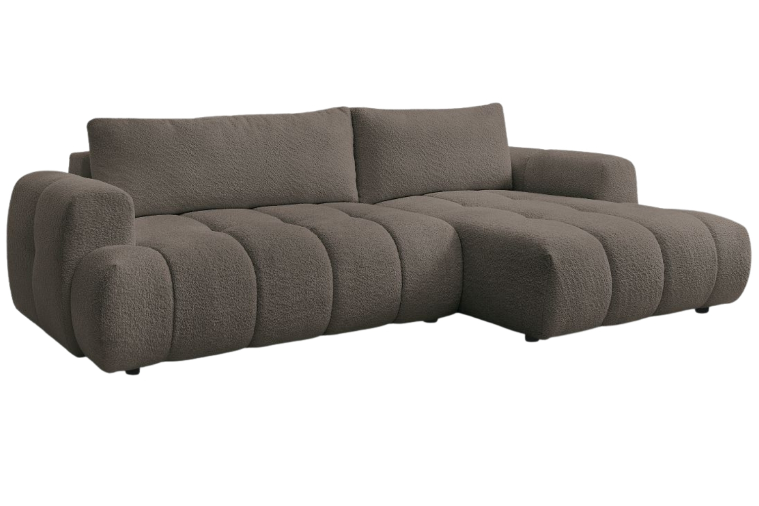 Bobochic Paris Hnědá bouclé rozkládací pohovka Fuji 292 cm, pravá