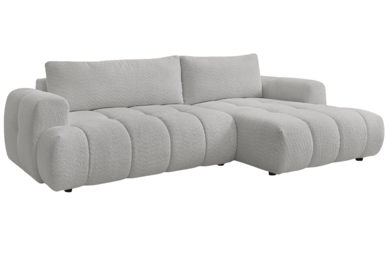 Bobochic Paris Světle šedá bouclé rozkládací pohovka Fuji 292 cm, pravá