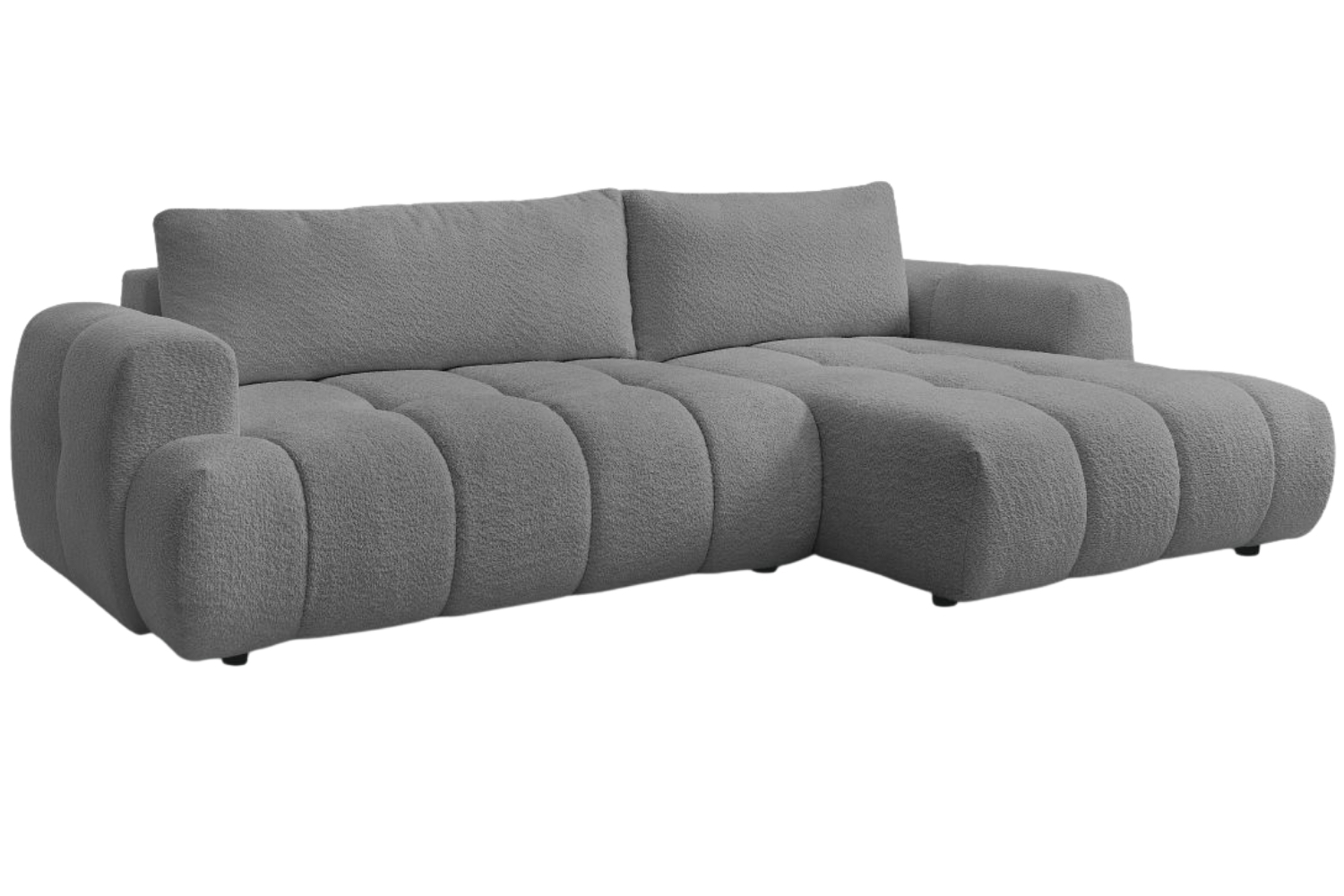 Bobochic Paris Šedá bouclé rozkládací pohovka Fuji 292 cm, pravá