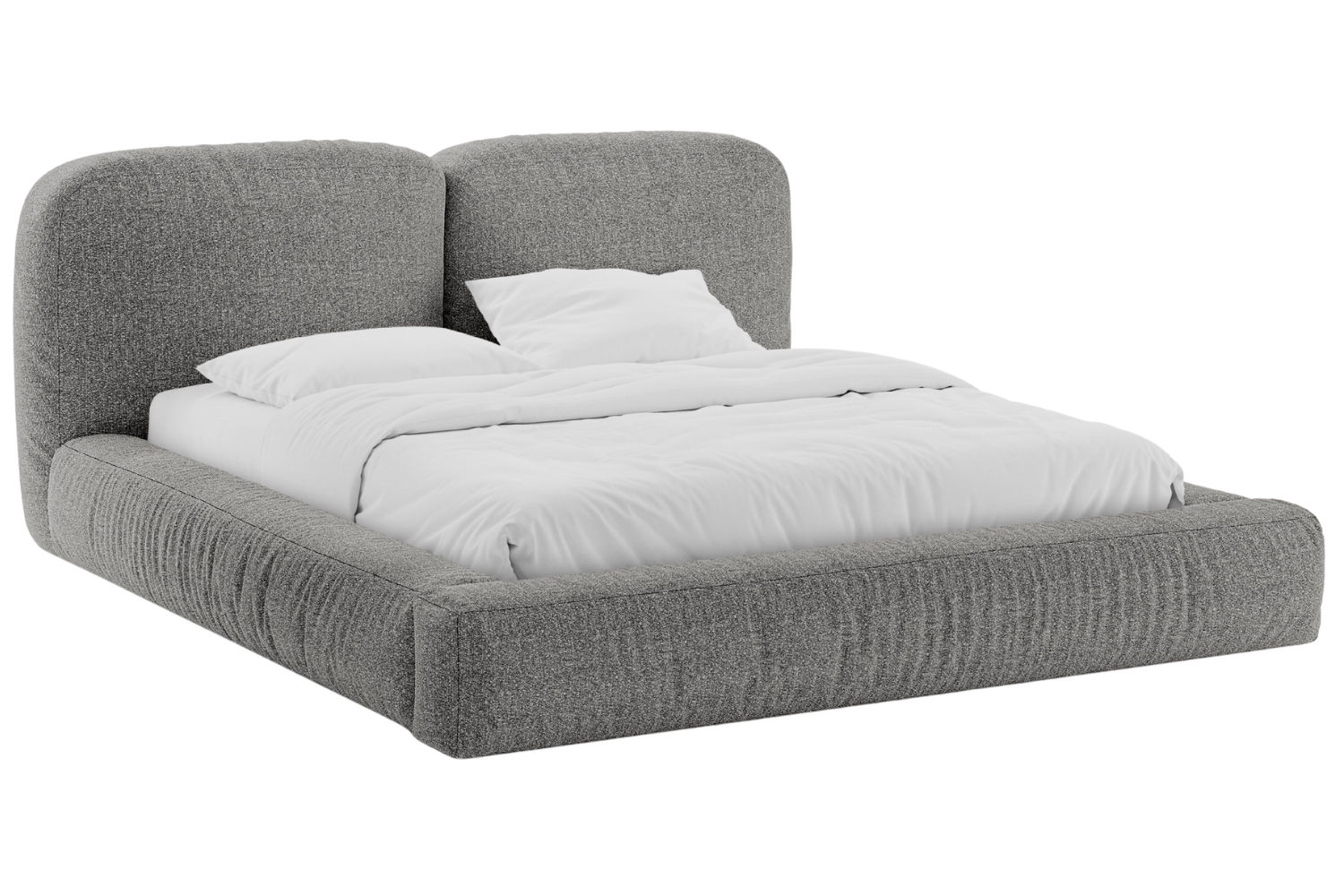 Micadoni Šedá bouclé dvoulůžková postel Martina 160 x 200 cm s úložným prostorem