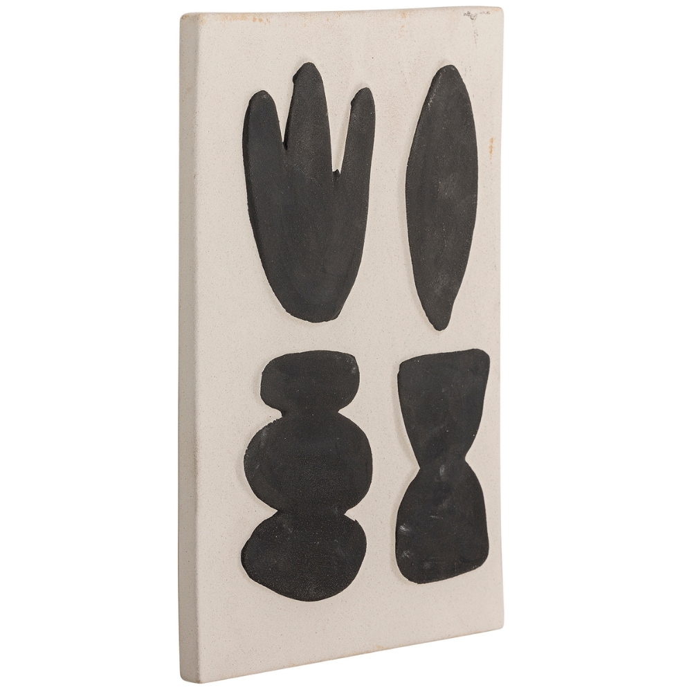 Bloomingville Černobílá kameninová nástěnná dekorace Luton 28,5 x 20 cm