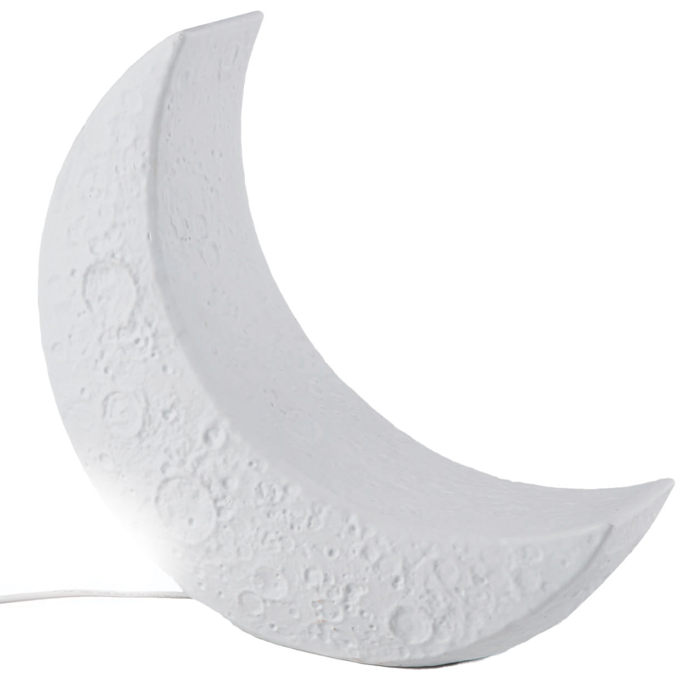 Seletti Bílá porcelánová stolní LED lampa My Tiny Moon