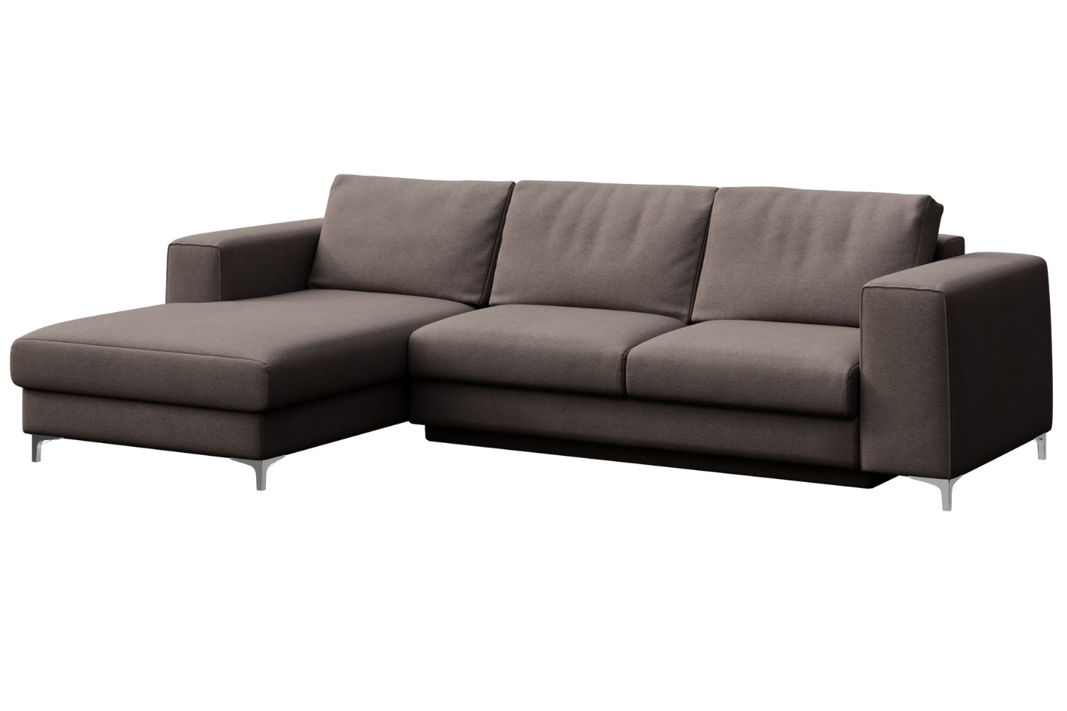 Rodier Šedá sametová rozkládací pohovka Rene 277 cm, levá