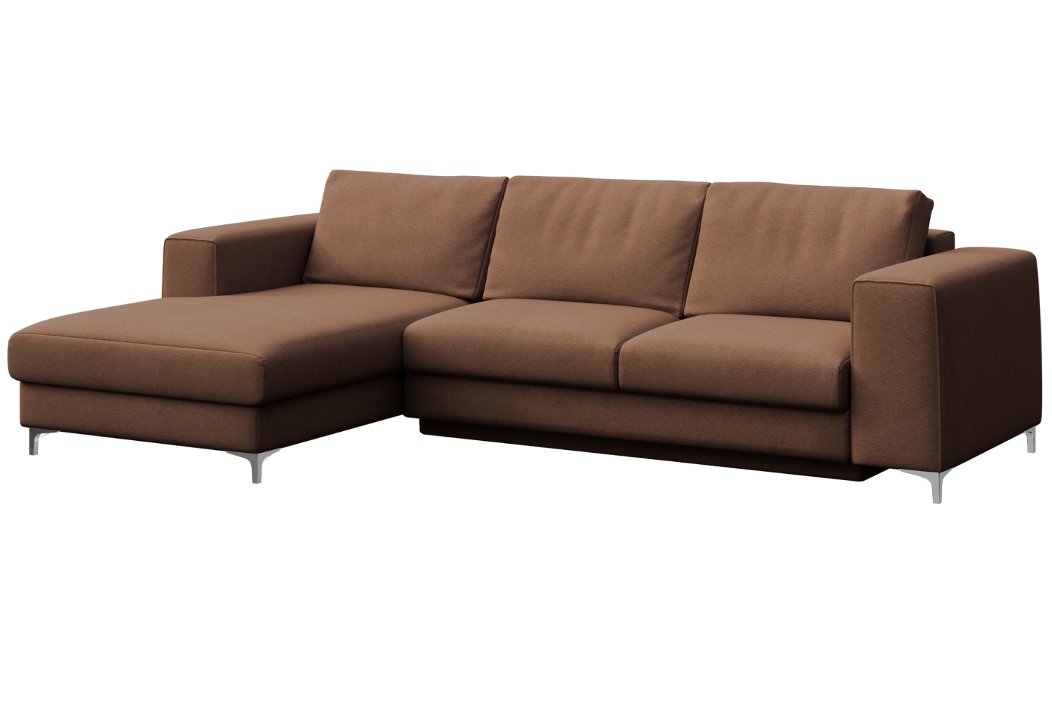 Rodier Hnědá sametová rozkládací pohovka Rene 277 cm, levá