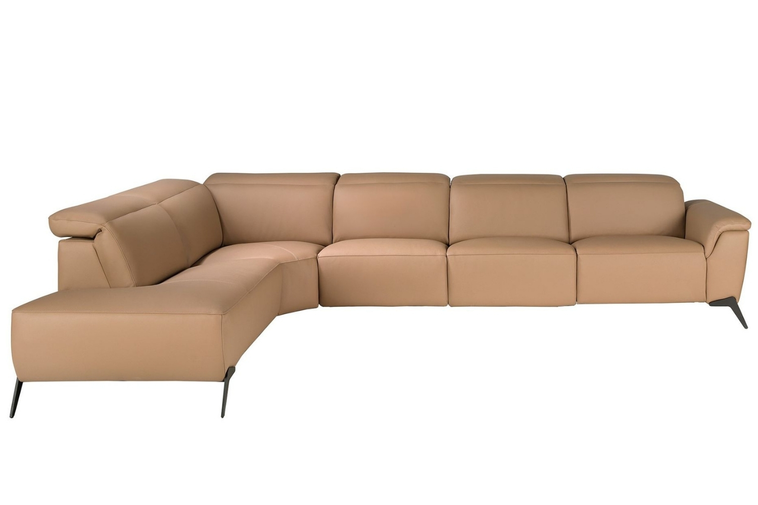 Angel Cerdá Světle hnědá kožená rohová pohovka No. 6281, 376 cm, levá