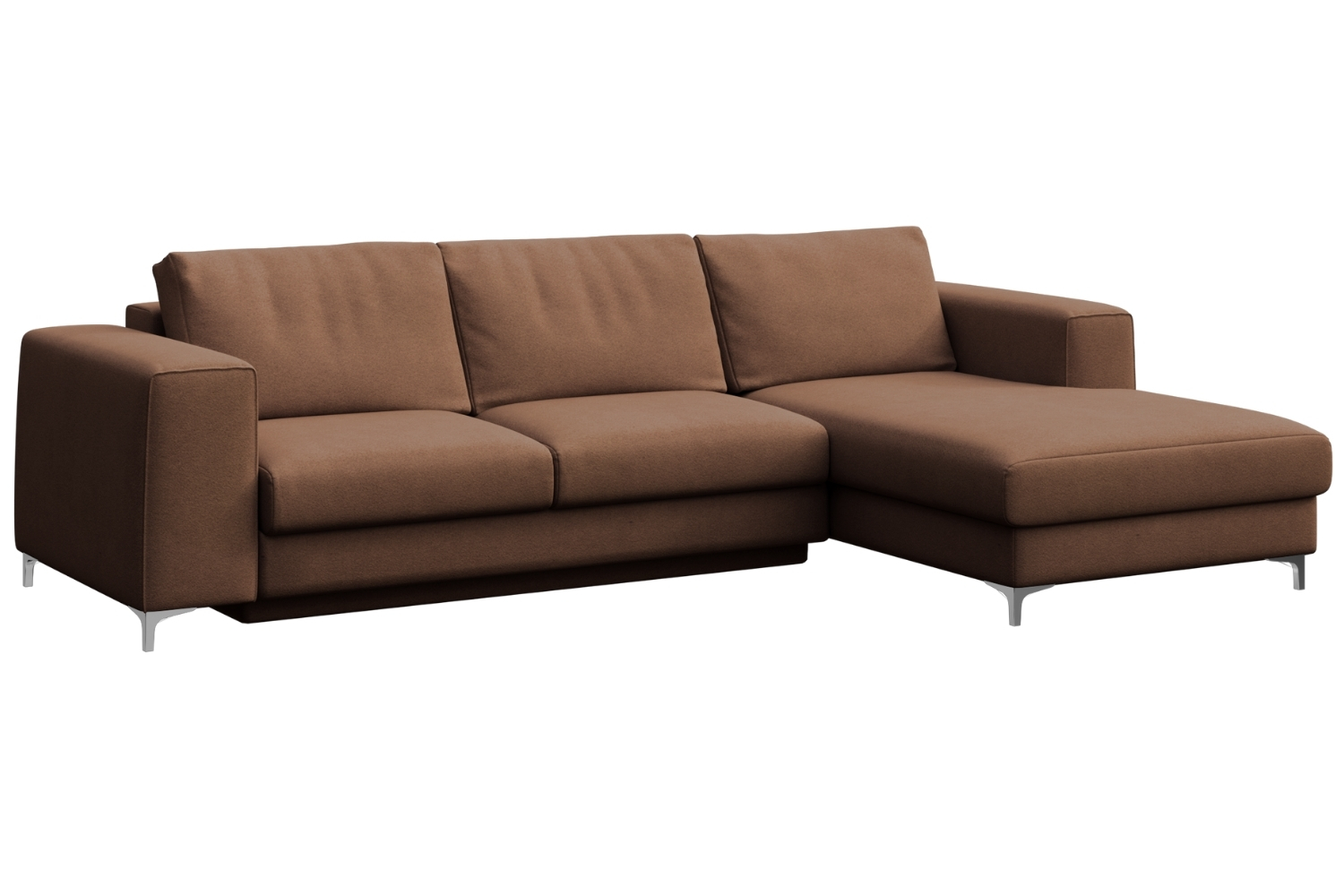 Rodier Hnědá sametová rozkládací pohovka Rene 277 cm, pravá