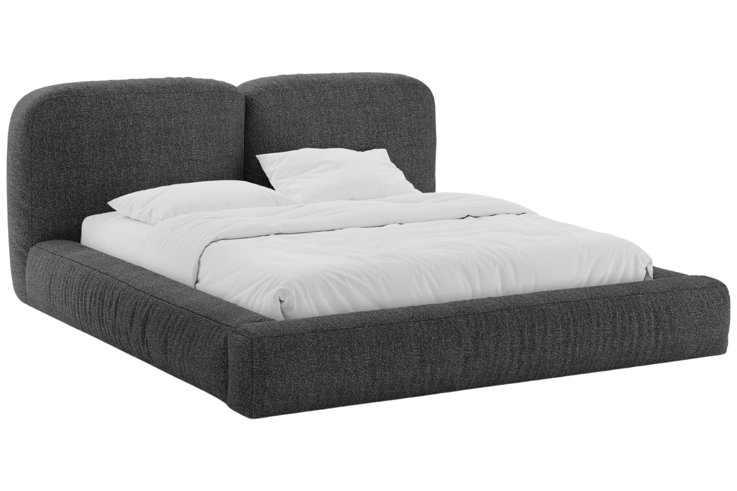 Micadoni Tmavě &scaron;ed&aacute; boucl&eacute; dvoulůžkov&aacute; postel Martina 180 x 200 cm s &uacute;ložn&yacute;m prostorem