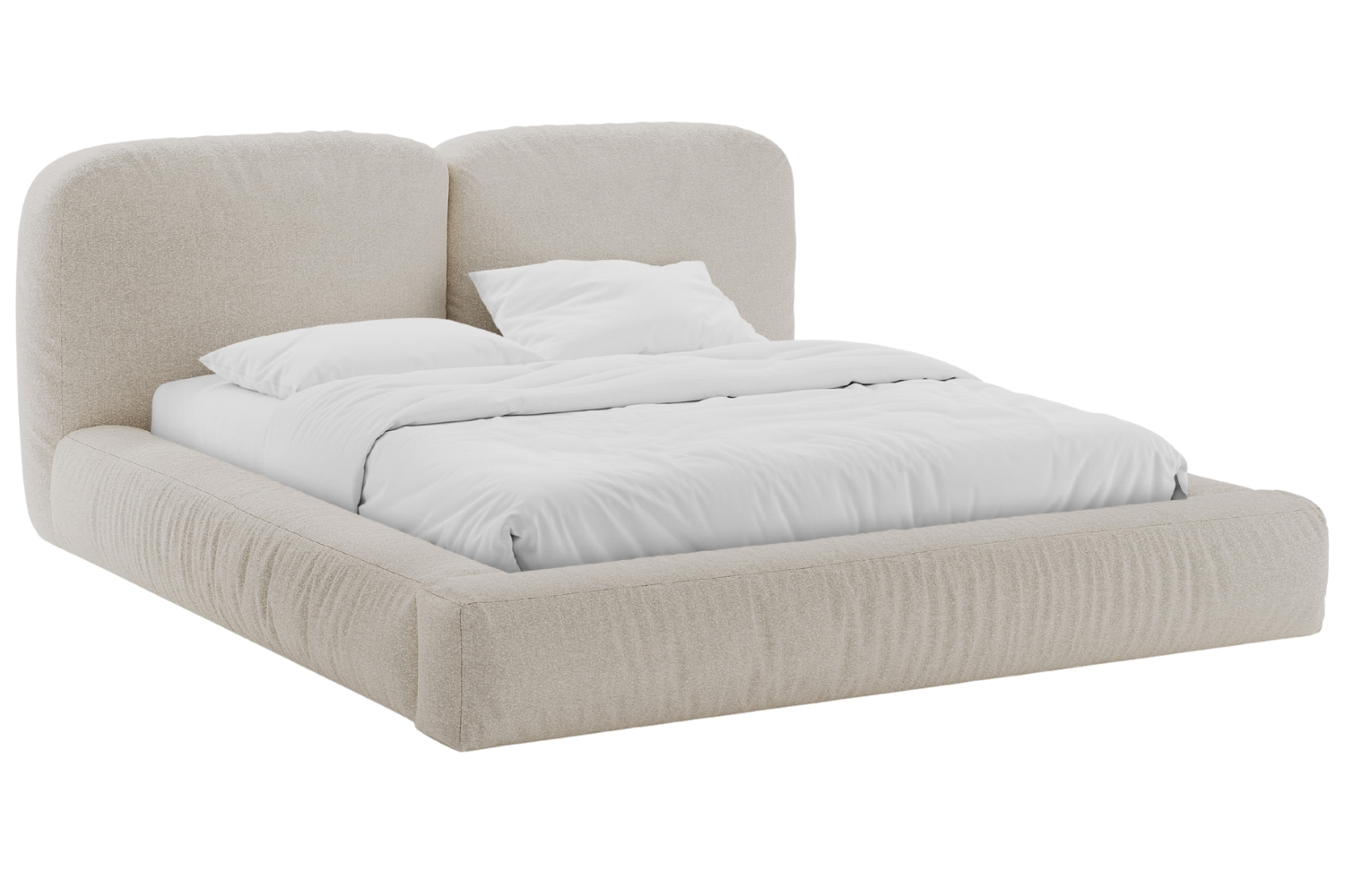 Micadoni B&eacute;žov&aacute; boucl&eacute; dvoulůžkov&aacute; postel Martina 180 x 200 cm s &uacute;ložn&yacute;m prostorem