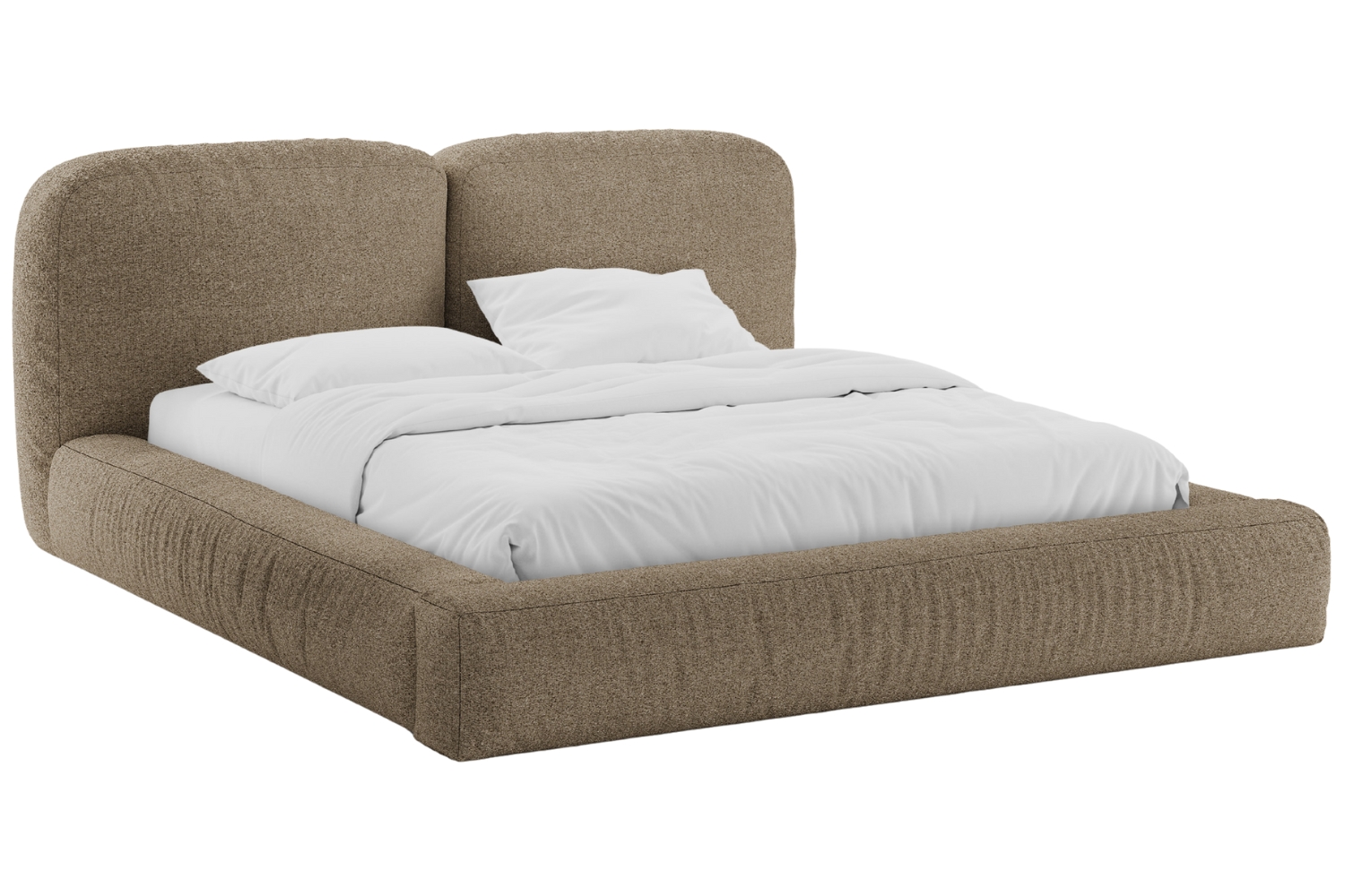 Micadoni Hněd&aacute; boucl&eacute; dvoulůžkov&aacute; postel Martina 180 x 200 cm s &uacute;ložn&yacute;m prostorem