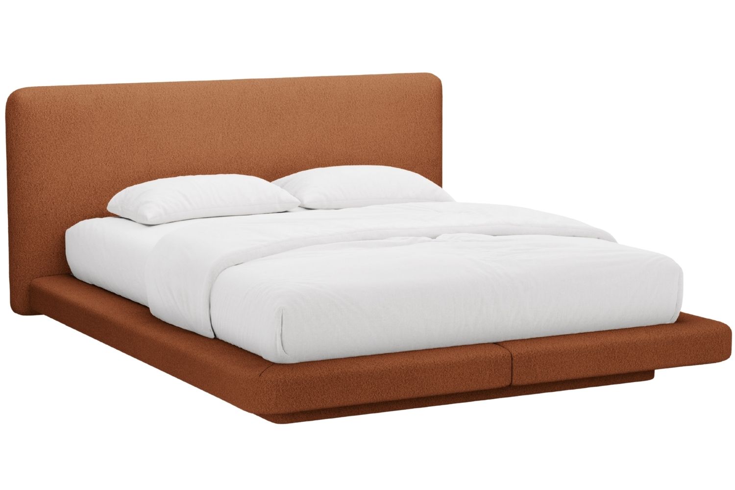 Micadoni Terakotově oranžov&aacute; boucl&eacute; dvoulůžkov&aacute; postel Linea 160 x 200 cm