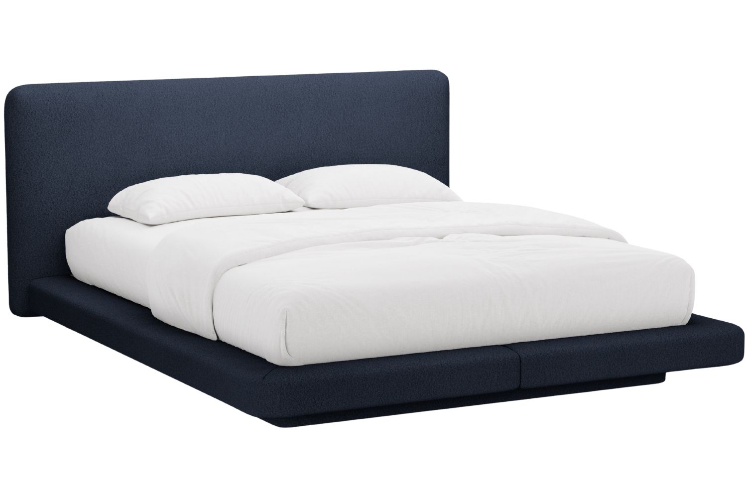 Micadoni Tmavě modr&aacute; boucl&eacute; dvoulůžkov&aacute; postel Linea 160 x 200 cm