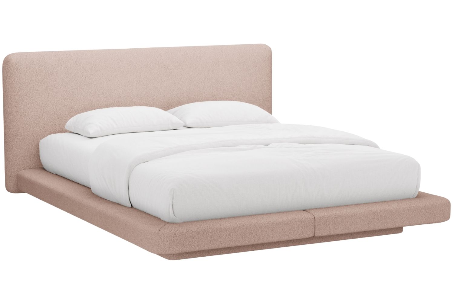 Micadoni Růžov&aacute; boucl&eacute; dvoulůžkov&aacute; postel Linea 180 x 200 cm