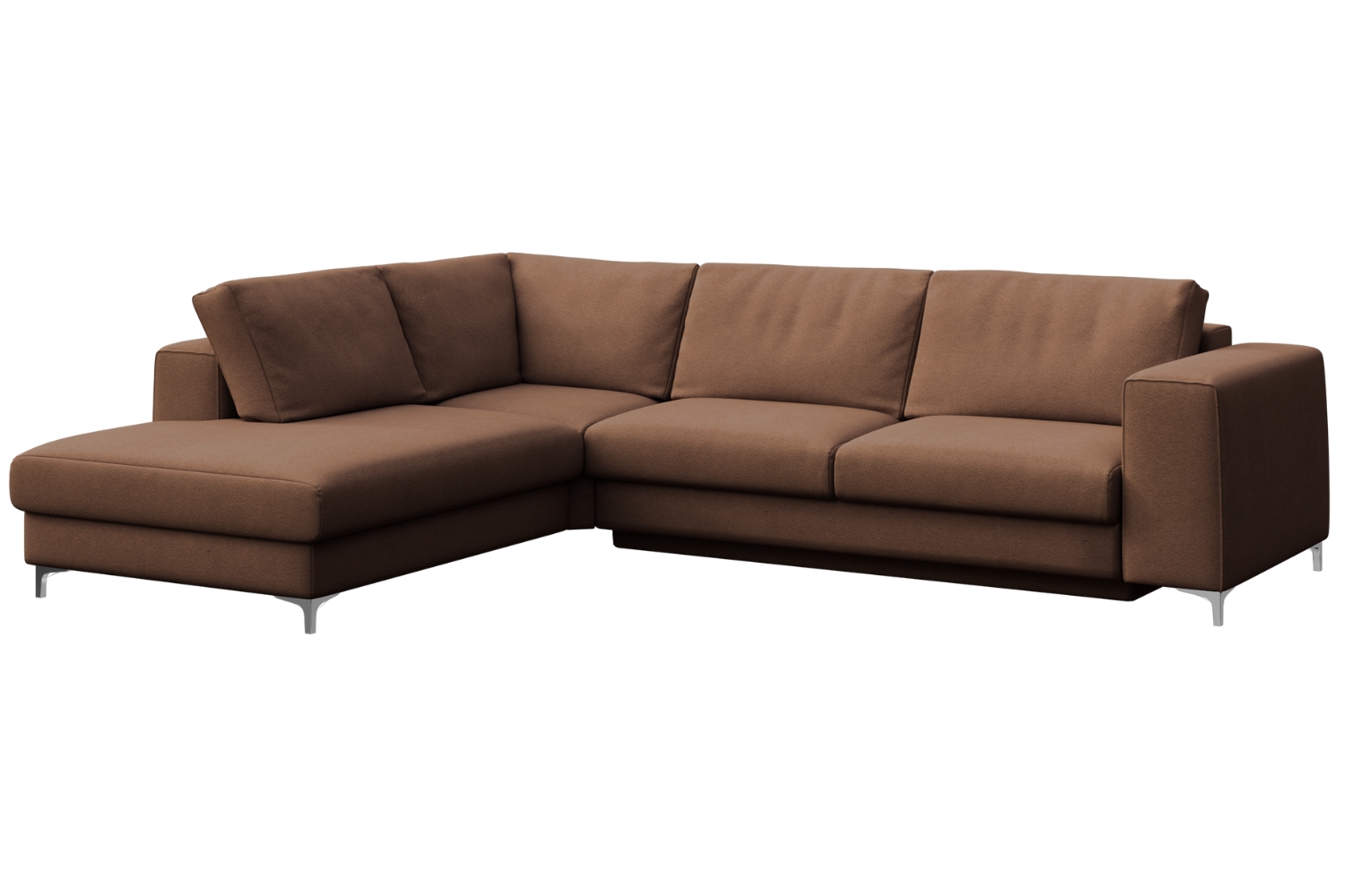 Rodier Hnědá sametová rozkládací pohovka Rene 302 cm, levá