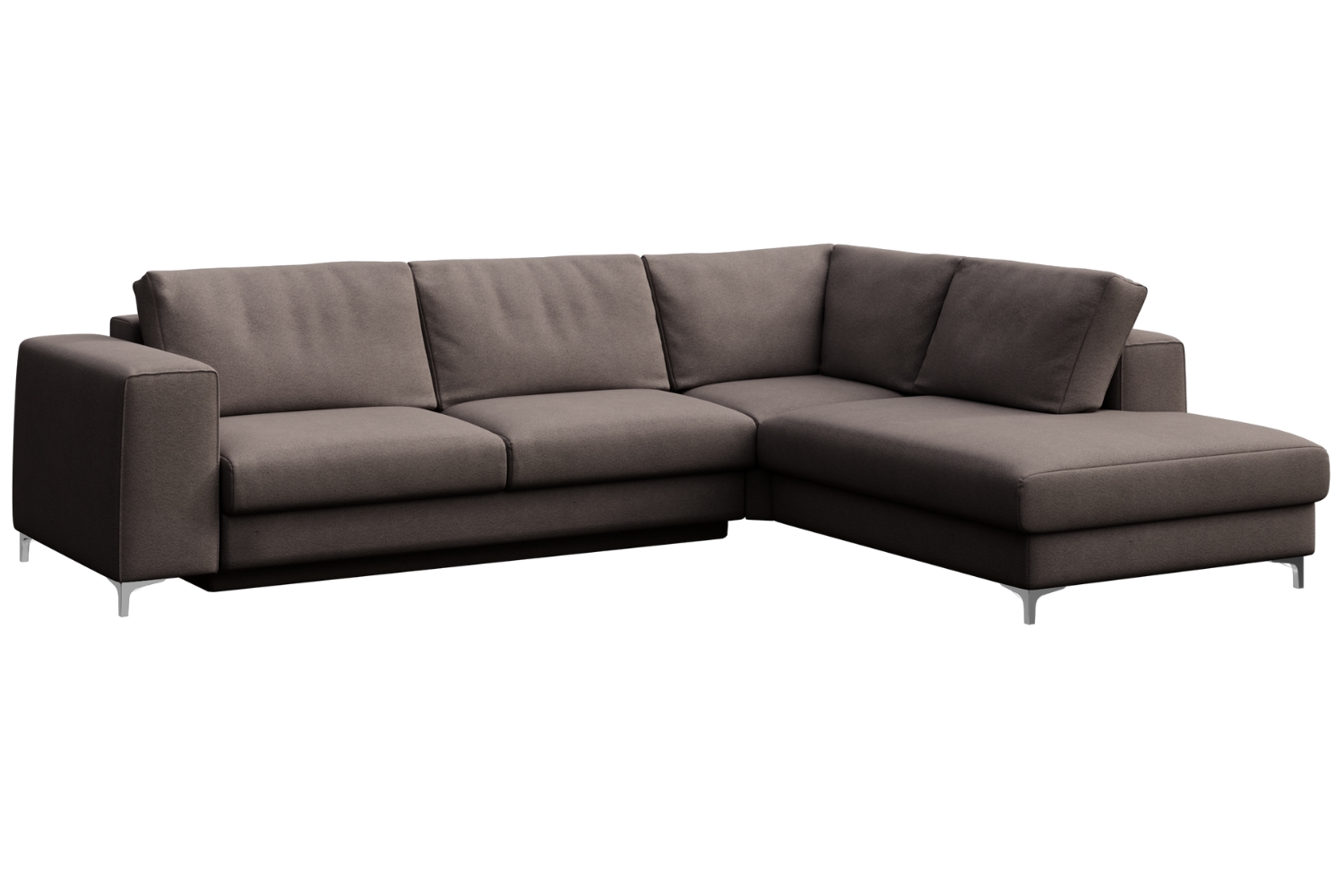 Rodier Šedá sametová rozkládací pohovka Rene 302 cm, pravá