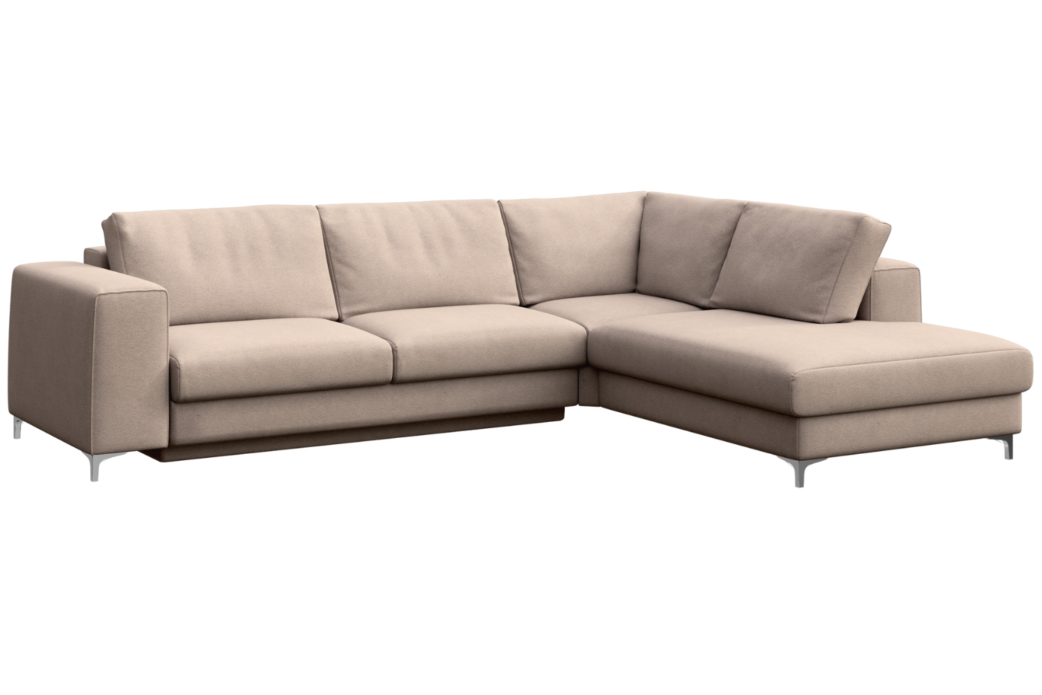 Rodier Béžová sametová rozkládací pohovka Rene 302 cm, pravá