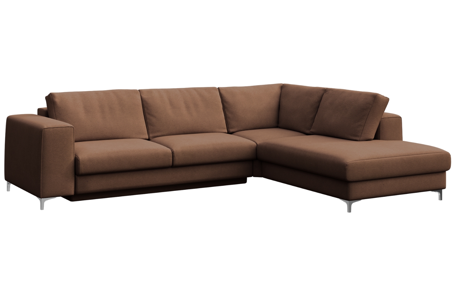 Rodier Hnědá sametová rozkládací pohovka Rene 302 cm, pravá