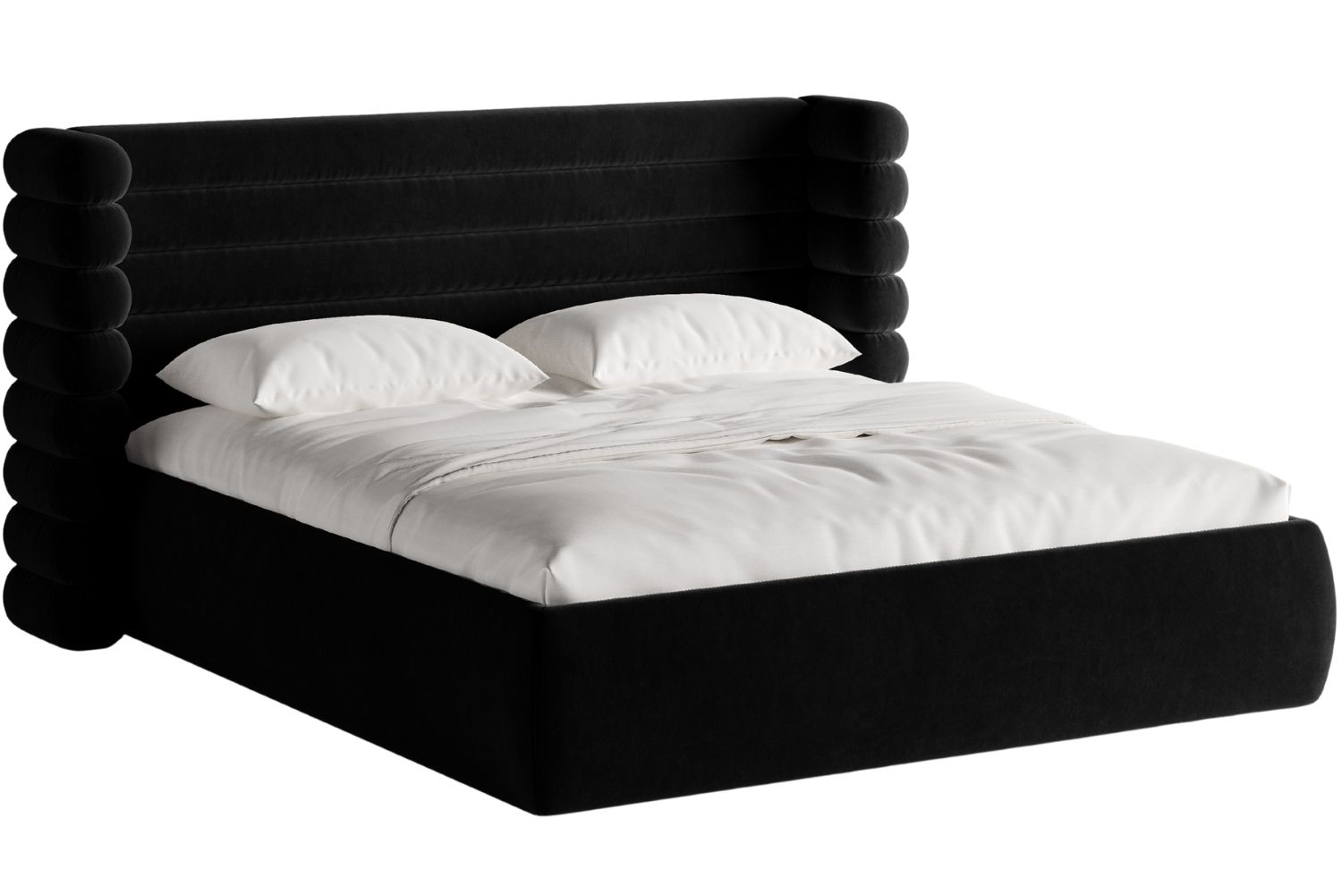Micadoni Čern&aacute; sametov&aacute; dvoulůžkov&aacute; postel Mount 160 x 200 cm