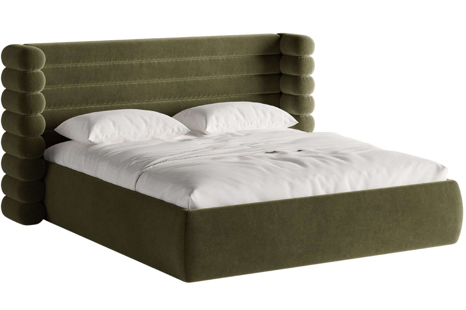 Micadoni Zelen&aacute; sametov&aacute; dvoulůžkov&aacute; postel Mount 180 x 200 cm