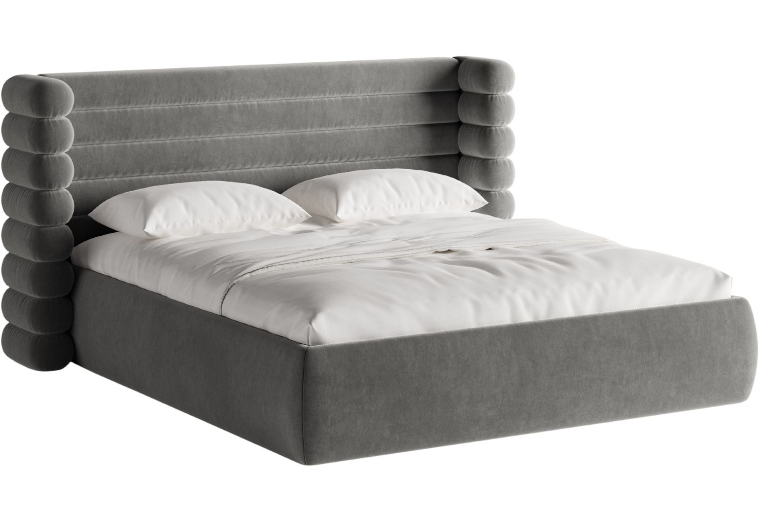 Micadoni &Scaron;ed&aacute; sametov&aacute; dvoulůžkov&aacute; postel Mount 180 x 200 cm