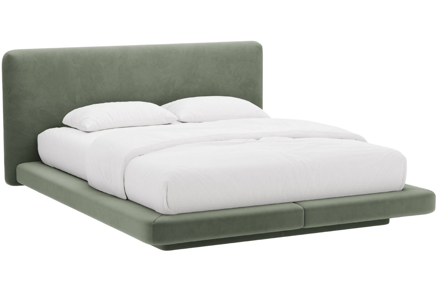 Micadoni Zelen&aacute; sametov&aacute; dvoulůžkov&aacute; postel Linea 180 x 200 cm