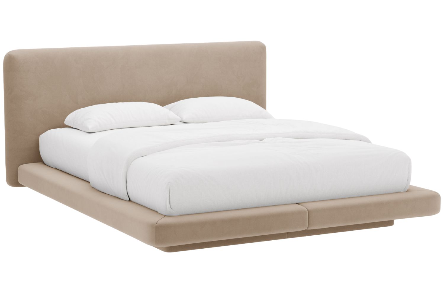 Micadoni Tmavě b&eacute;žov&aacute; sametov&aacute; dvoulůžkov&aacute; postel Linea 180 x 200 cm