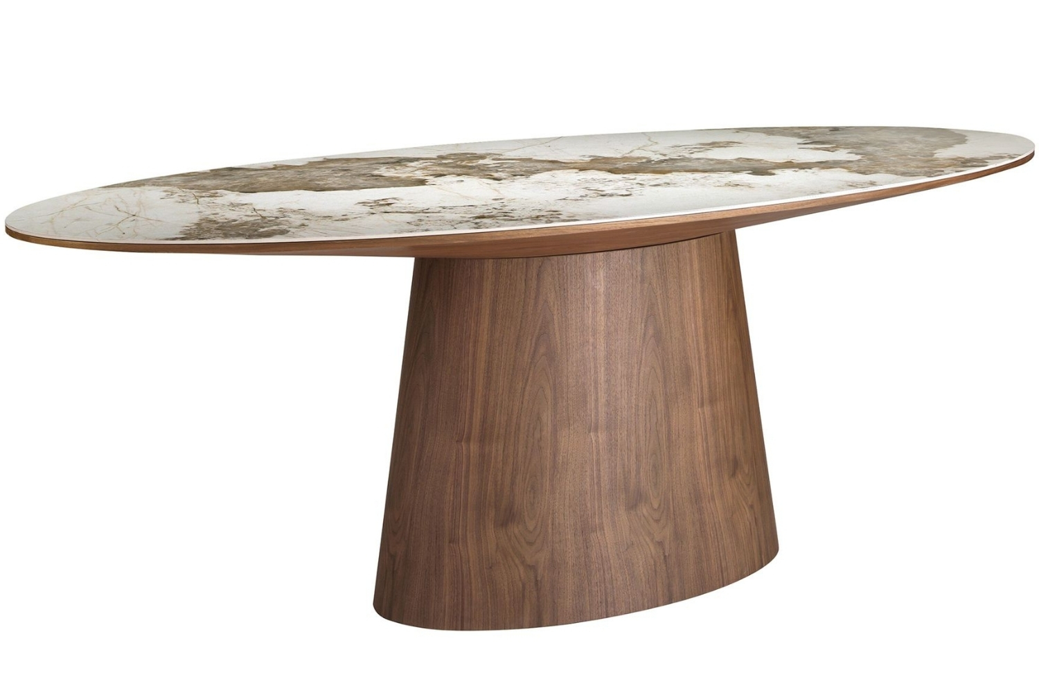 Angel Cerdá Ořechový jídelní stůl No. 1177, 220 x 122 cm s porcelánovou deskou