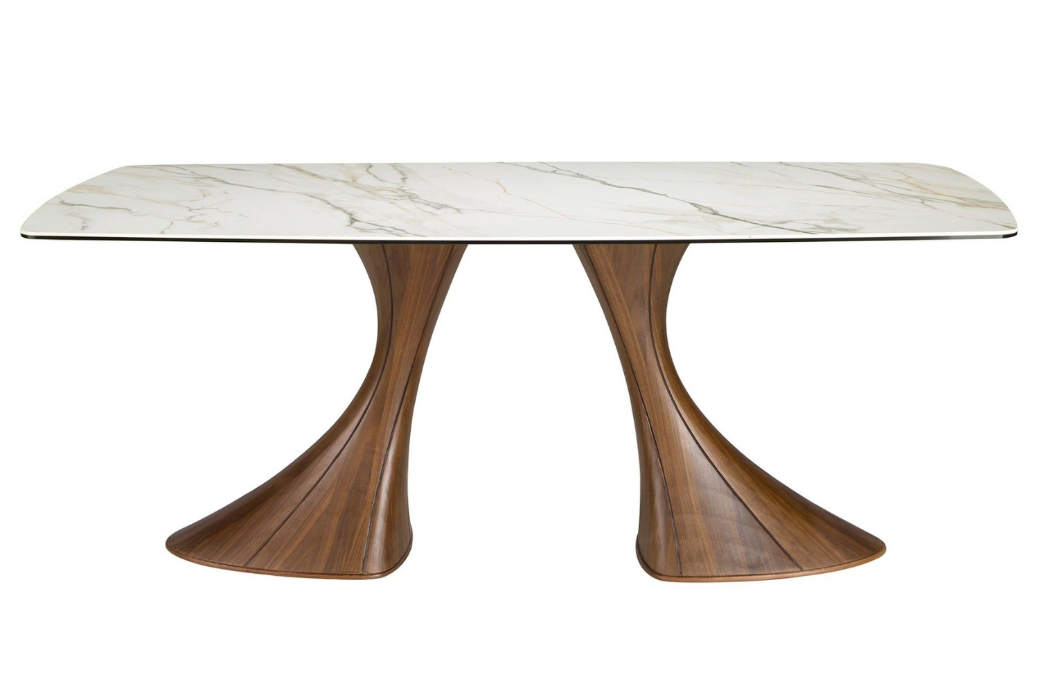 Angel Cerdá Ořechový jídelní stůl No. 1174, 200 x 90 cm s porcelánovou deskou