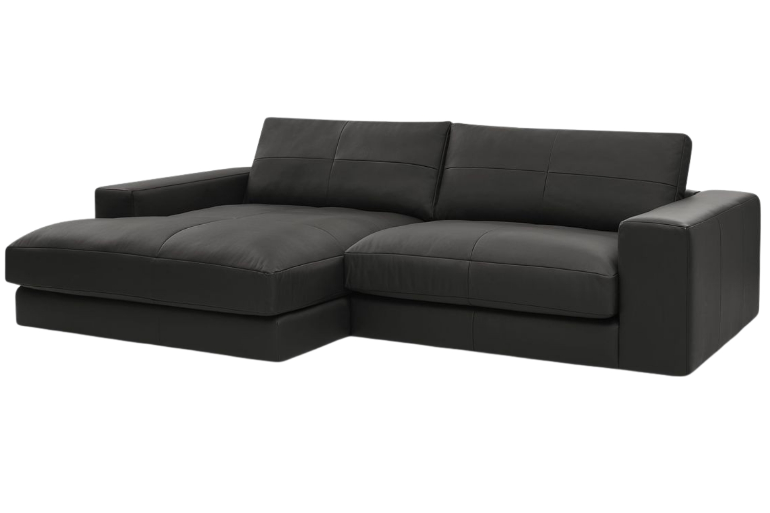 Bobochic Paris Černá kožená rohová pohovka Leonard 274 cm, levá