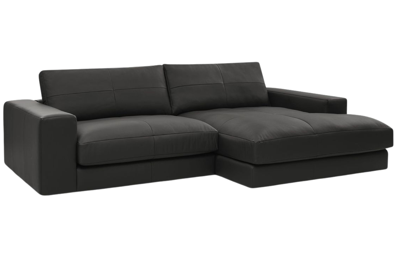 Bobochic Paris Černá kožená rohová pohovka Leonard 274 cm, pravá