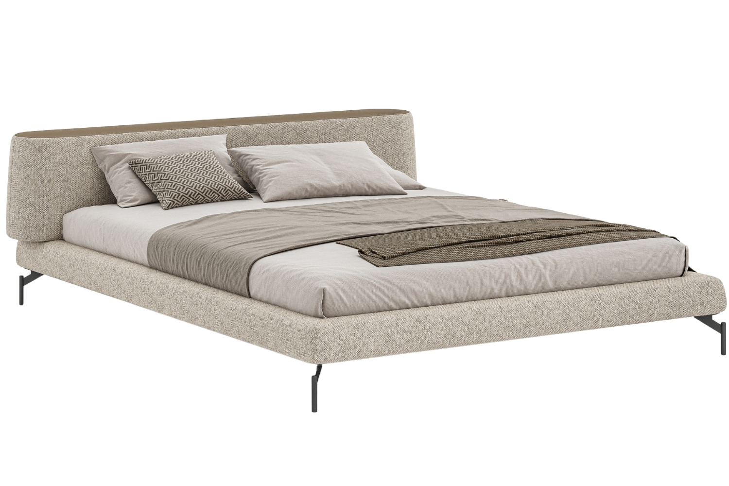 Woodsoft Béžová čalouněná dvoulůžková postel Vertigo 200 x 200 cm