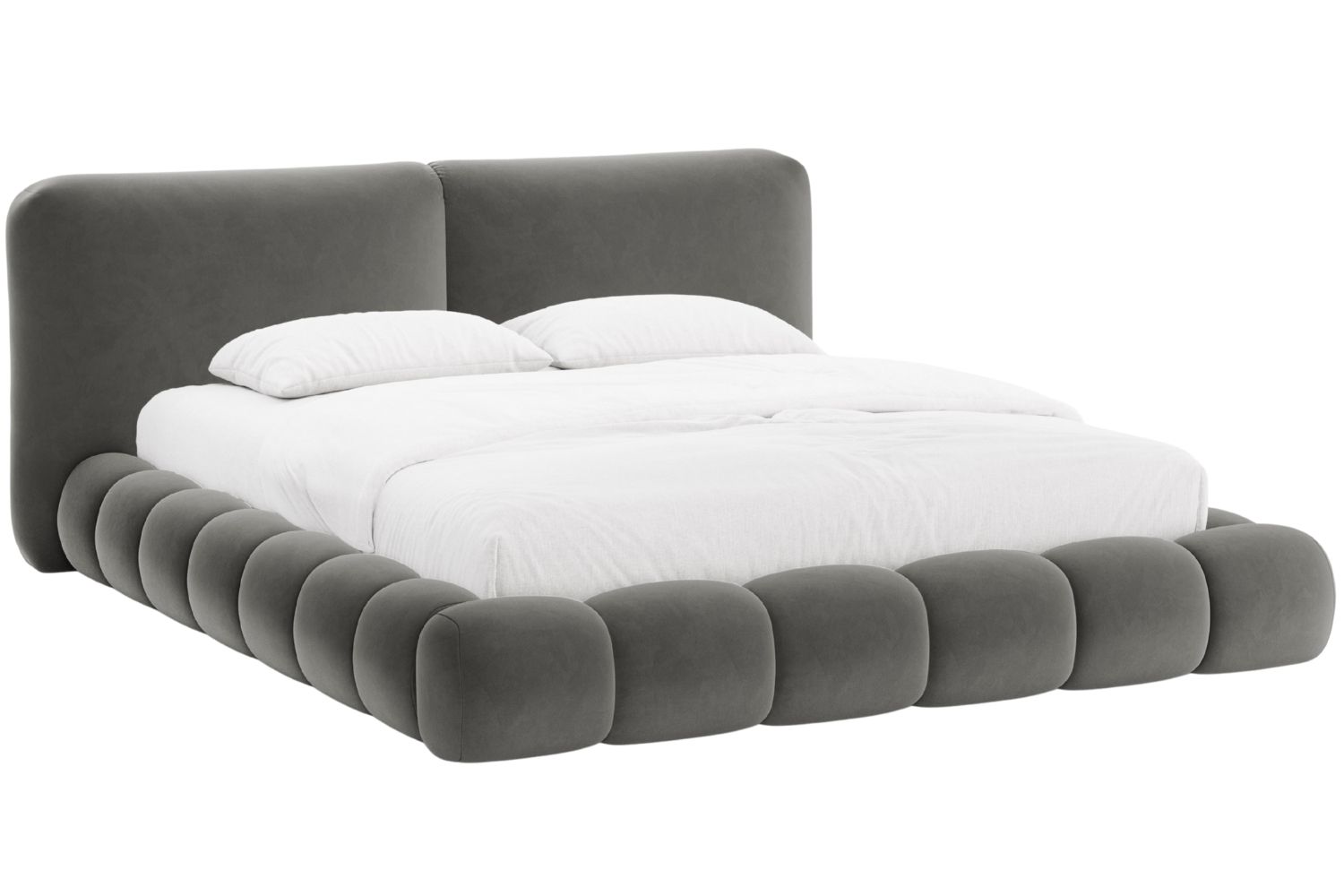 Tmavě &scaron;ed&aacute; sametov&aacute; dvoulůžkov&aacute; postel MICADONI Solange 160 x 200 cm