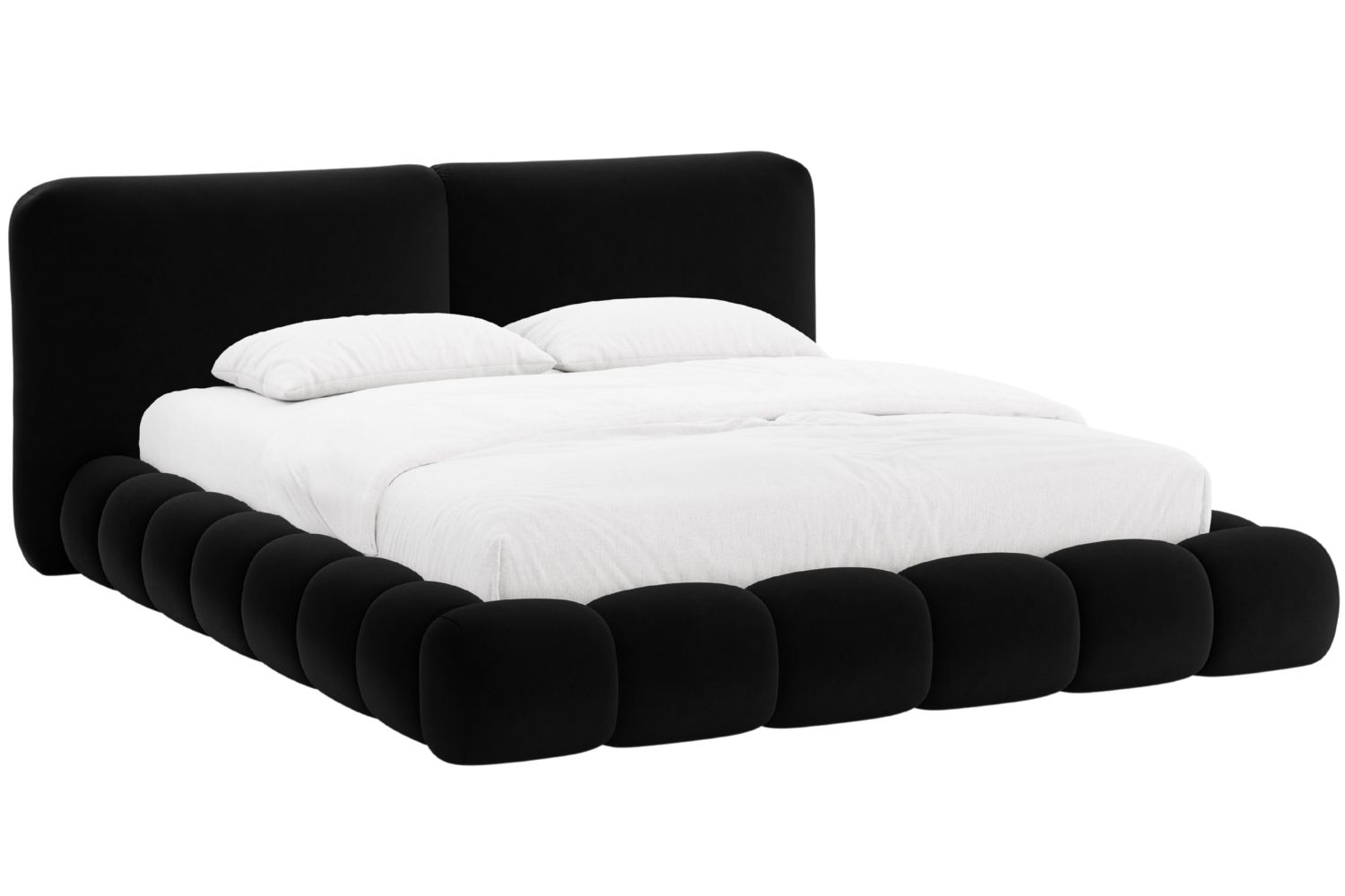 Čern&aacute; sametov&aacute; dvoulůžkov&aacute; postel MICADONI Solange 180 x 200 cm