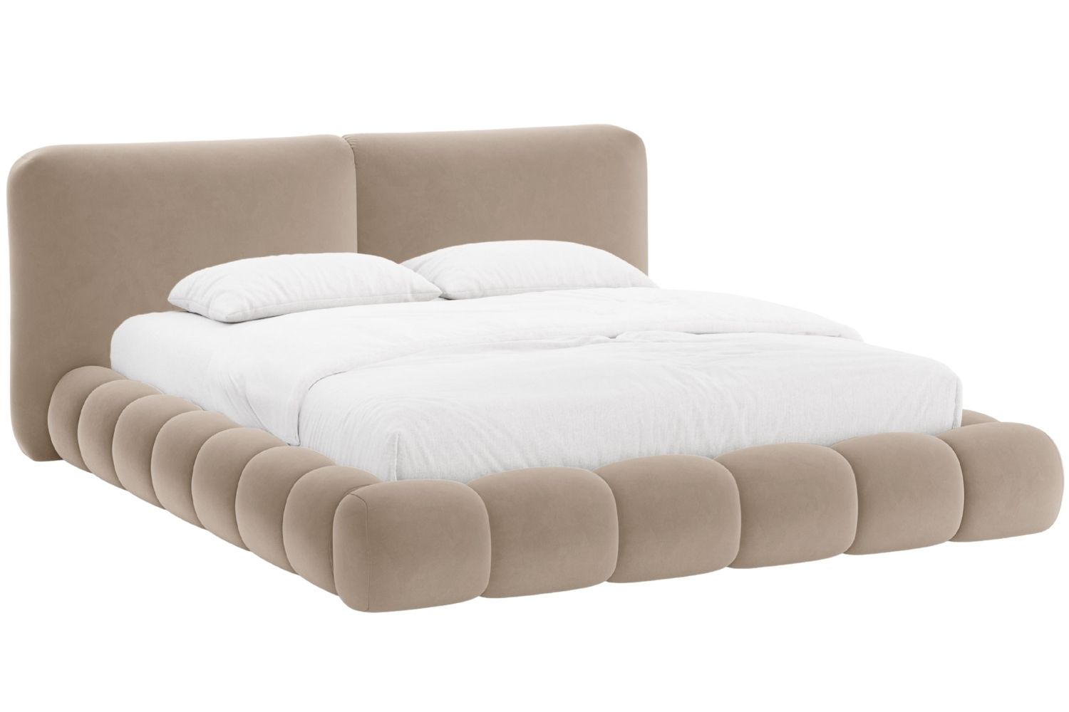 Tmavě b&eacute;žov&aacute; sametov&aacute; dvoulůžkov&aacute; postel MICADONI Solange 180 x 200 cm