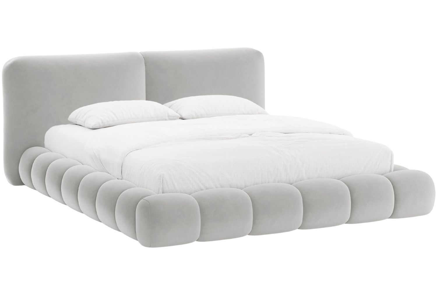 Světle &scaron;ed&aacute; sametov&aacute; dvoulůžkov&aacute; postel MICADONI Solange 180 x 200 cm