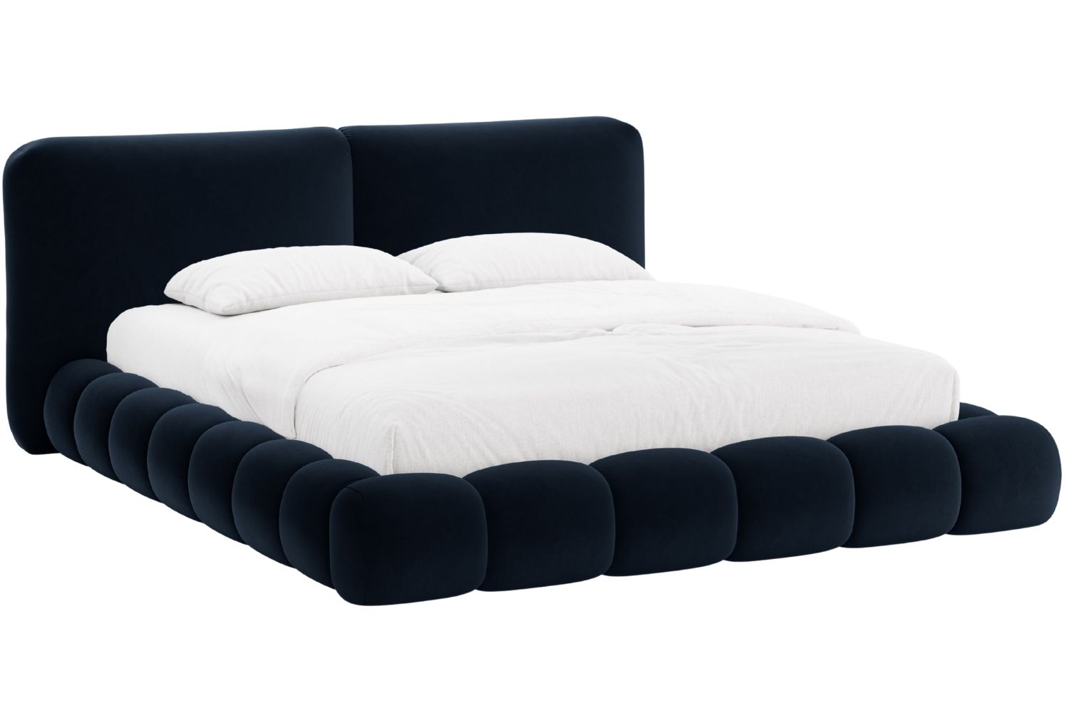 Kr&aacute;lovsky modr&aacute; sametov&aacute; dvoulůžkov&aacute; postel MICADONI Solange 180 x 200 cm