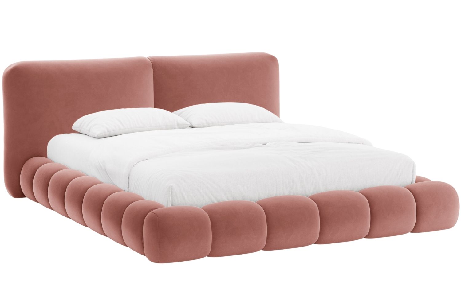 Růžov&aacute; sametov&aacute; dvoulůžkov&aacute; postel MICADONI Solange 180 x 200 cm