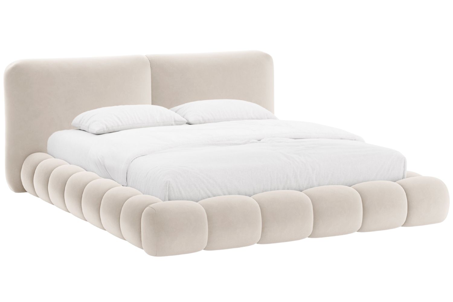 B&eacute;žov&aacute; sametov&aacute; dvoulůžkov&aacute; postel MICADONI Solange 180 x 200 cm