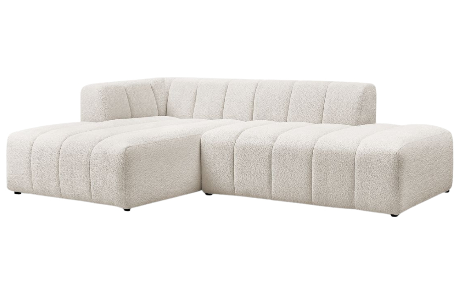 Bobochic Paris B&iacute;l&aacute; boucl&eacute; rohov&aacute; pohovka Annecy 262 cm, lev&aacute;