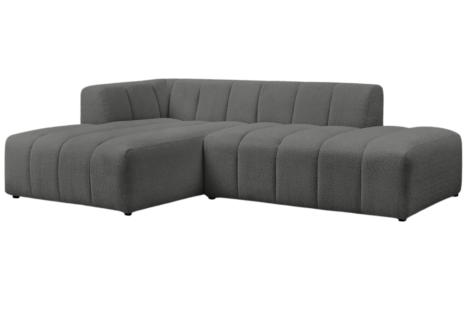 Bobochic Paris Tmavě &scaron;ed&aacute; boucl&eacute; rohov&aacute; pohovka Annecy 262 cm, lev&aacute;