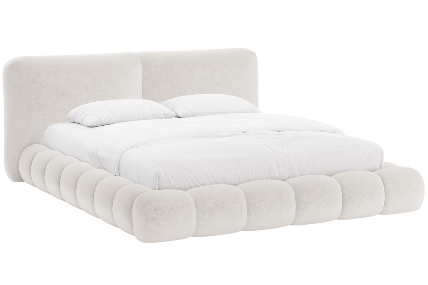 Micadoni Světle béžová žinylková dvoulůžková postel Solange 180 x 200 cm