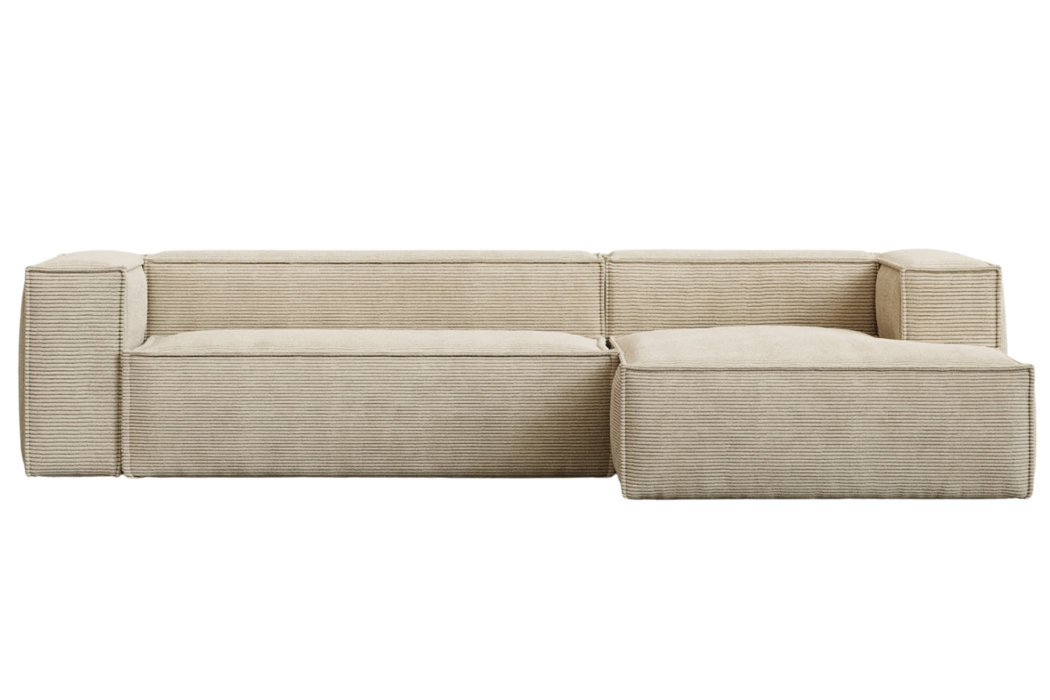 Kave Home Béžová manšestrová rohová pohovka Blok 300 cm, pravá