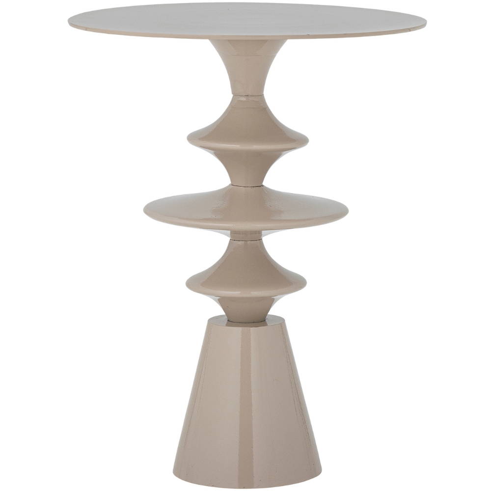 Bloomingville Béžový kovový odkládací stolek Samio Ø 35,5 cm