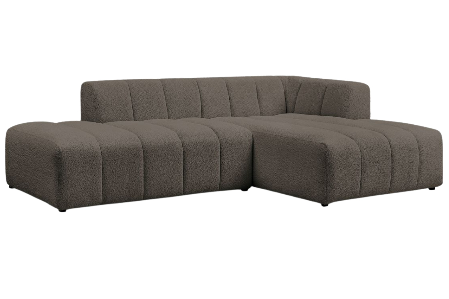 Bobochic Paris Hnědá bouclé rohová pohovka Annecy 262 cm, pravá