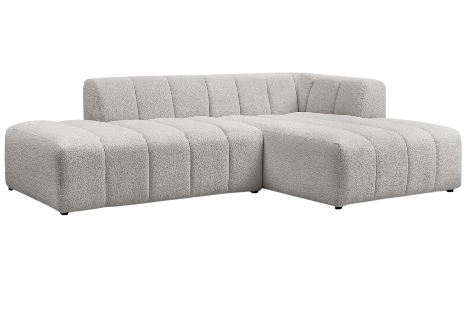 Bobochic Paris Světle šedá bouclé rohová pohovka Annecy 262 cm, pravá