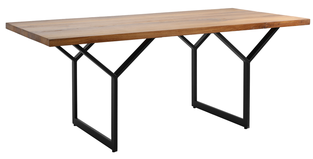 Nordic Design Př&iacute;rodn&iacute; masivn&iacute; j&iacute;deln&iacute; stůl Porto 180x90 cm s černou podnož&iacute;