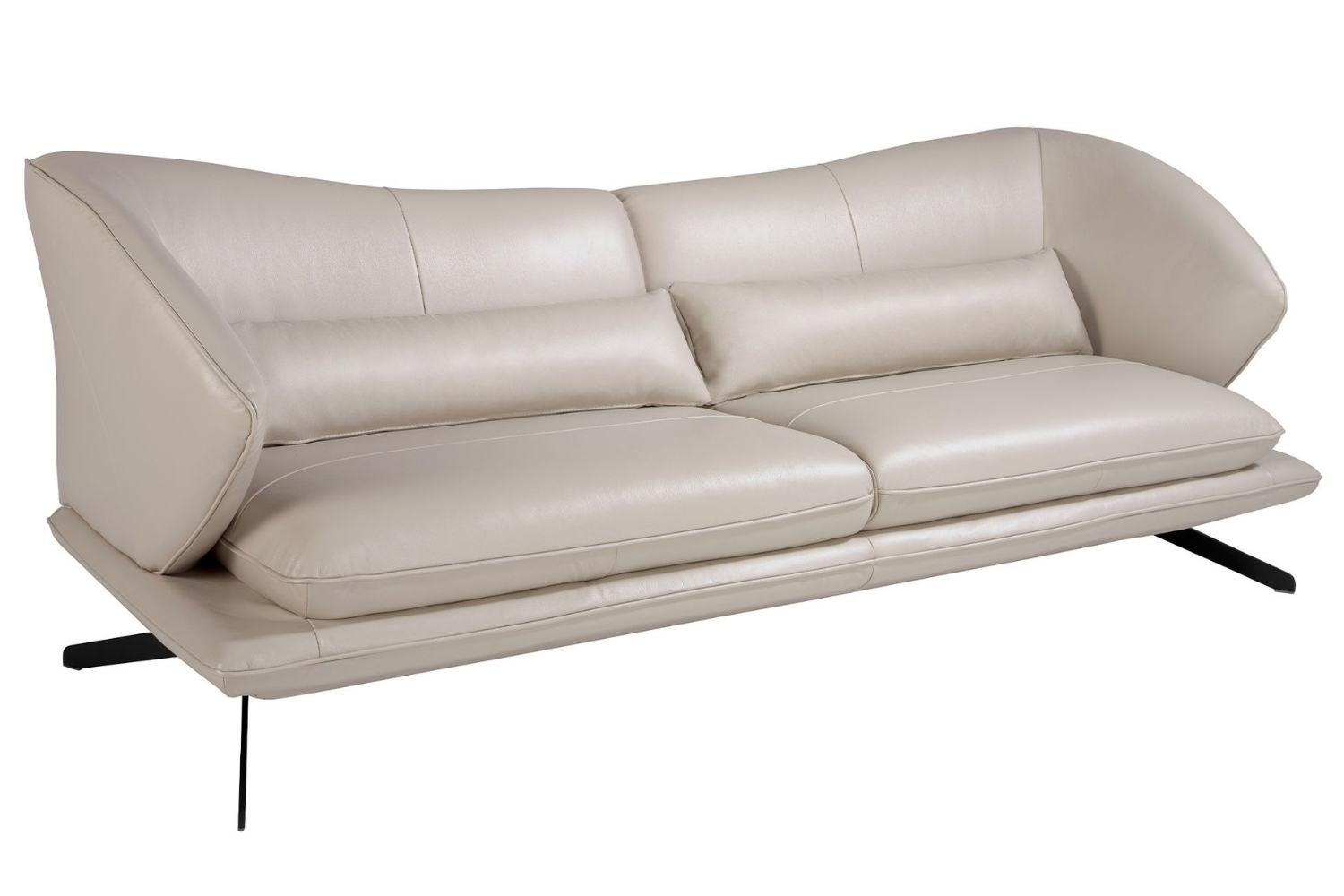 Angel Cerdá Béžovošedá kožená trojmístná pohovka No. 6146, 230 cm